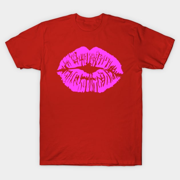 Pink Lips Kiss T-Shirt by Parsonsarts